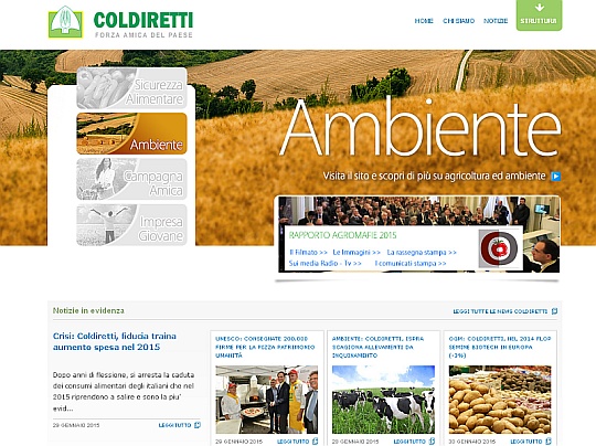 fragment strony internetowej Coldiretti